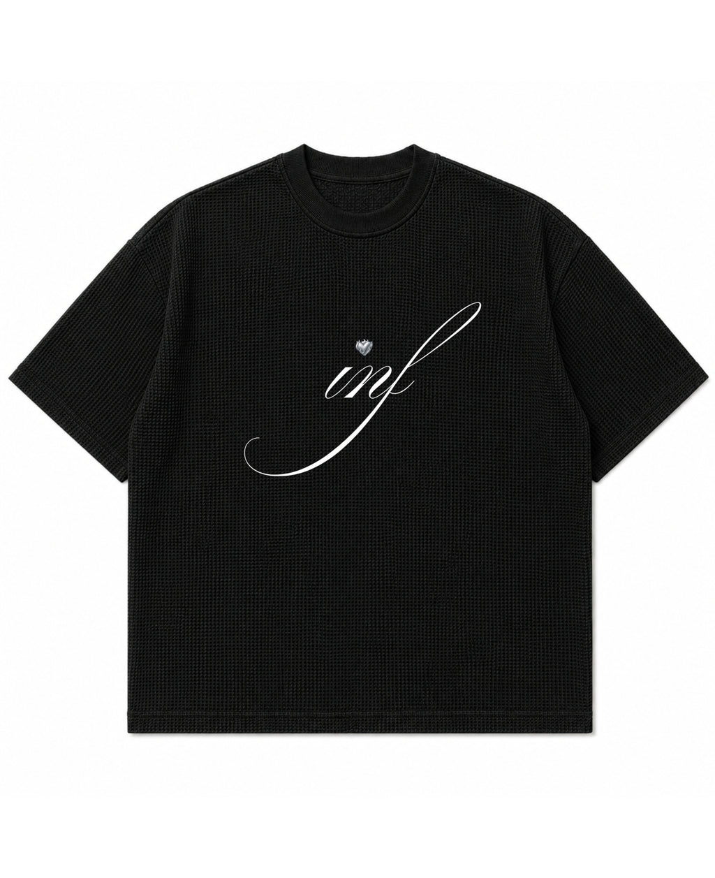 Black waffle boxy fit Front Design