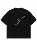 Black waffle boxy fit Front Design