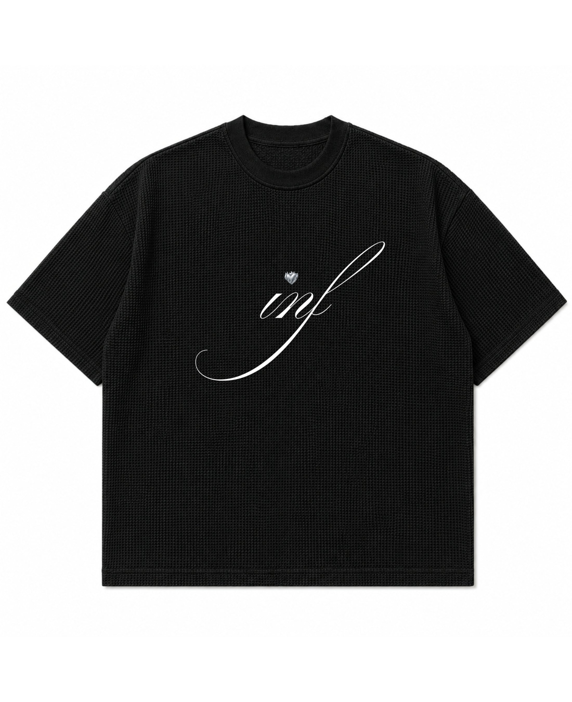 Black waffle boxy fit Front Design