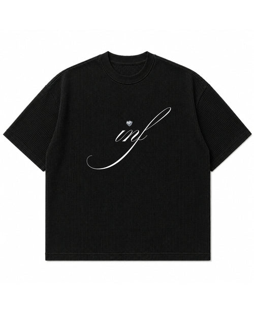 Black waffle boxy fit Front Design