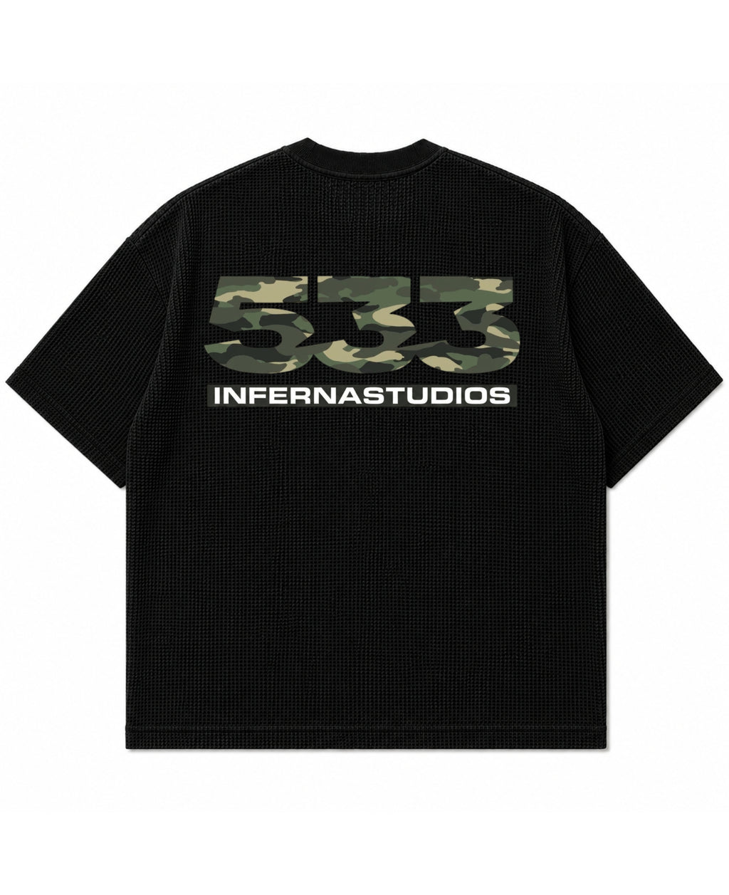 Black waffle boxy fit Back Design