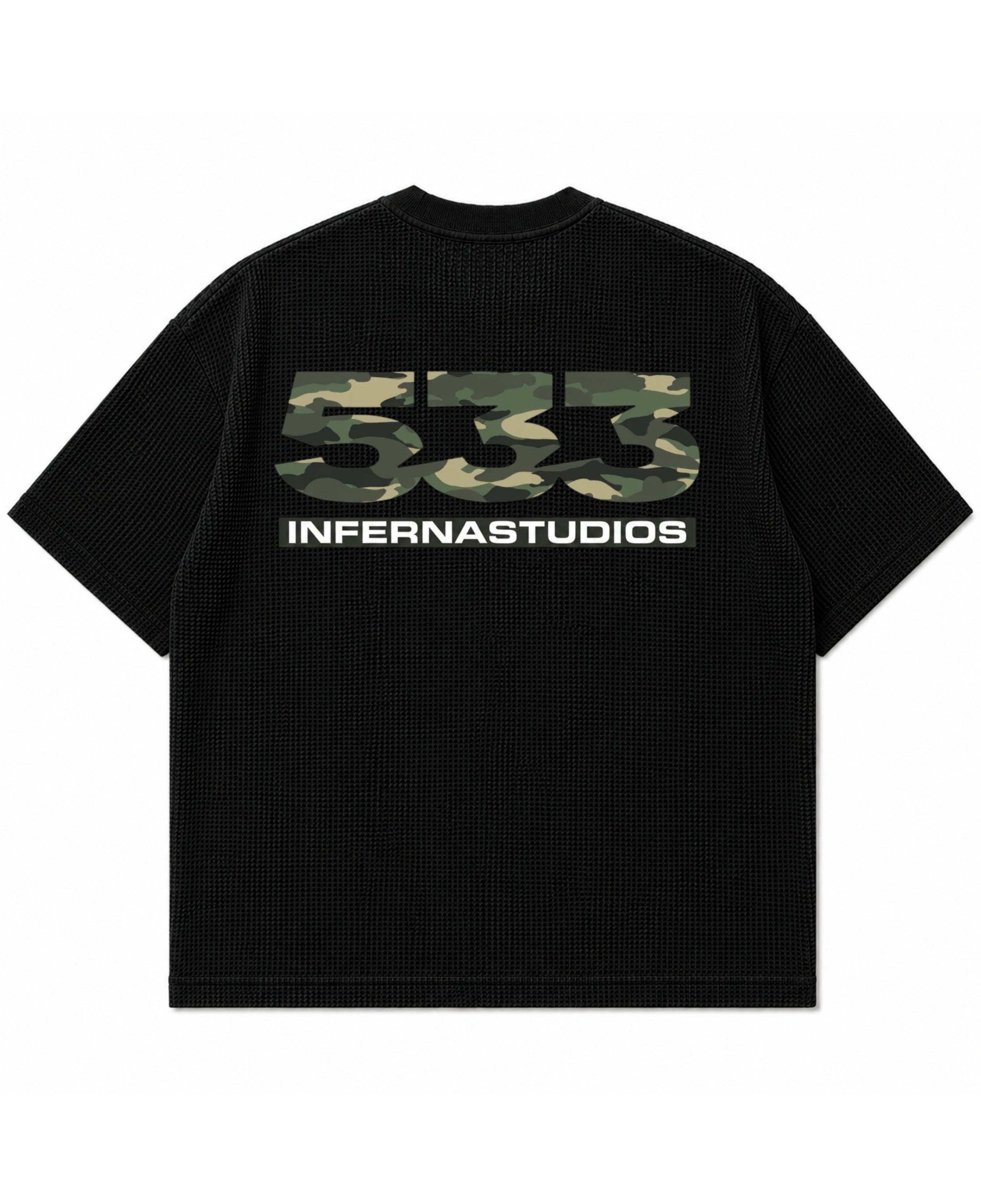 Black waffle boxy fit Back Design