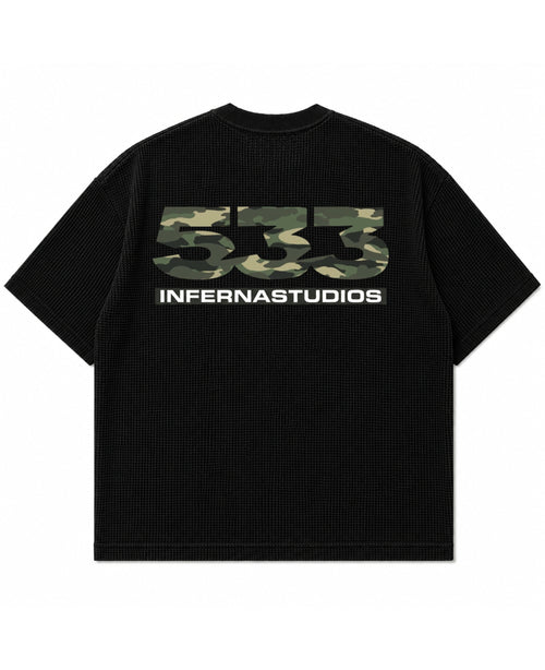 Black waffle boxy fit Back Design