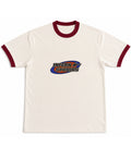 Off White & Maroon Ringer tee Front Design