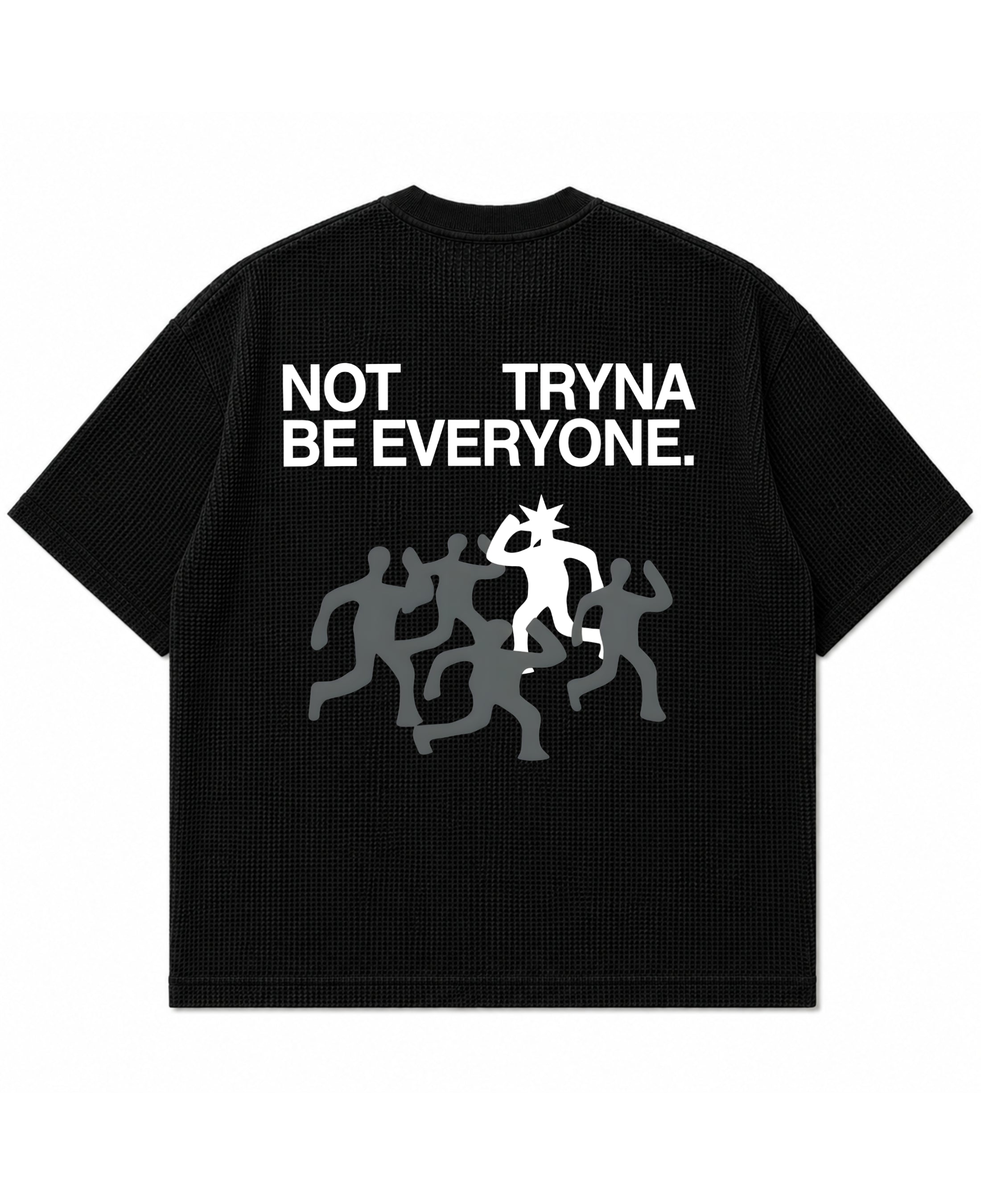 Black waffle boxy fit Back Design