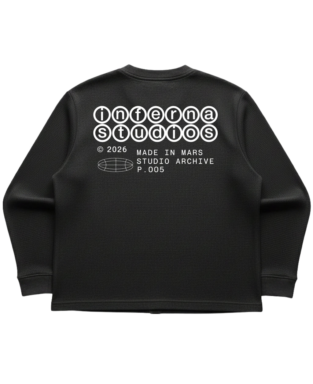 Black waffle knit oversized full-sleeve Back Design