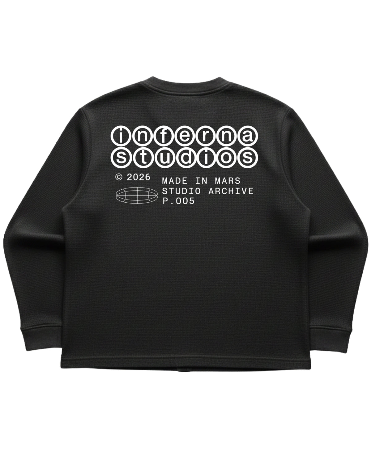 Black waffle knit oversized full-sleeve Back Design