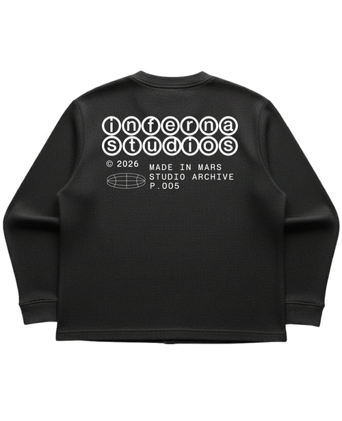 Black waffle knit oversized full-sleeve Back Design