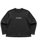 Black waffle knit oversized full-sleeve Front Design