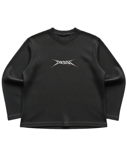 Black waffle knit oversized full-sleeve Front Design