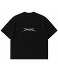 Black waffle boxy fit Front Design