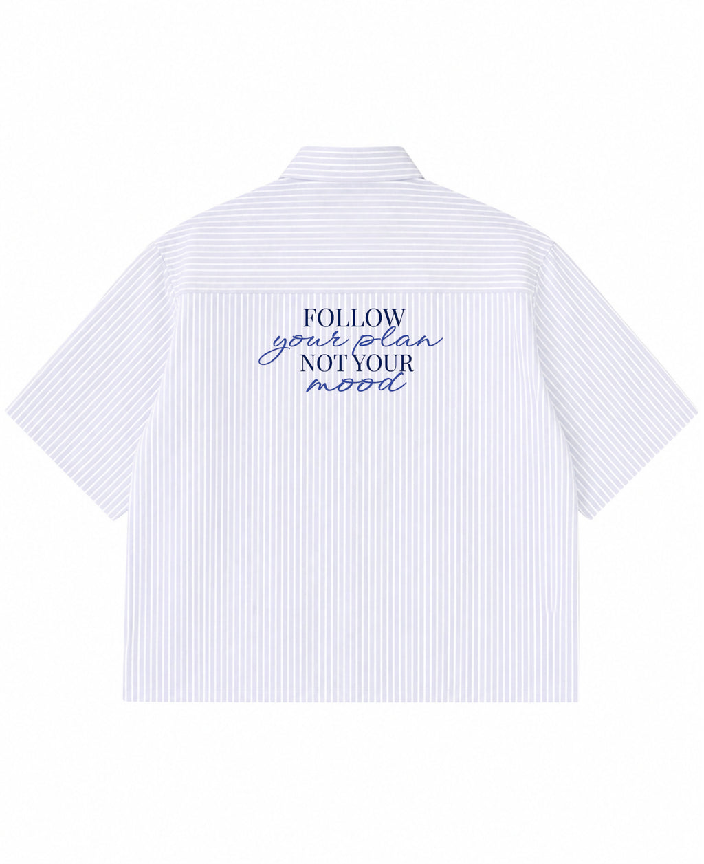 Blue Striped Oxford Boxy Shirt Back Design