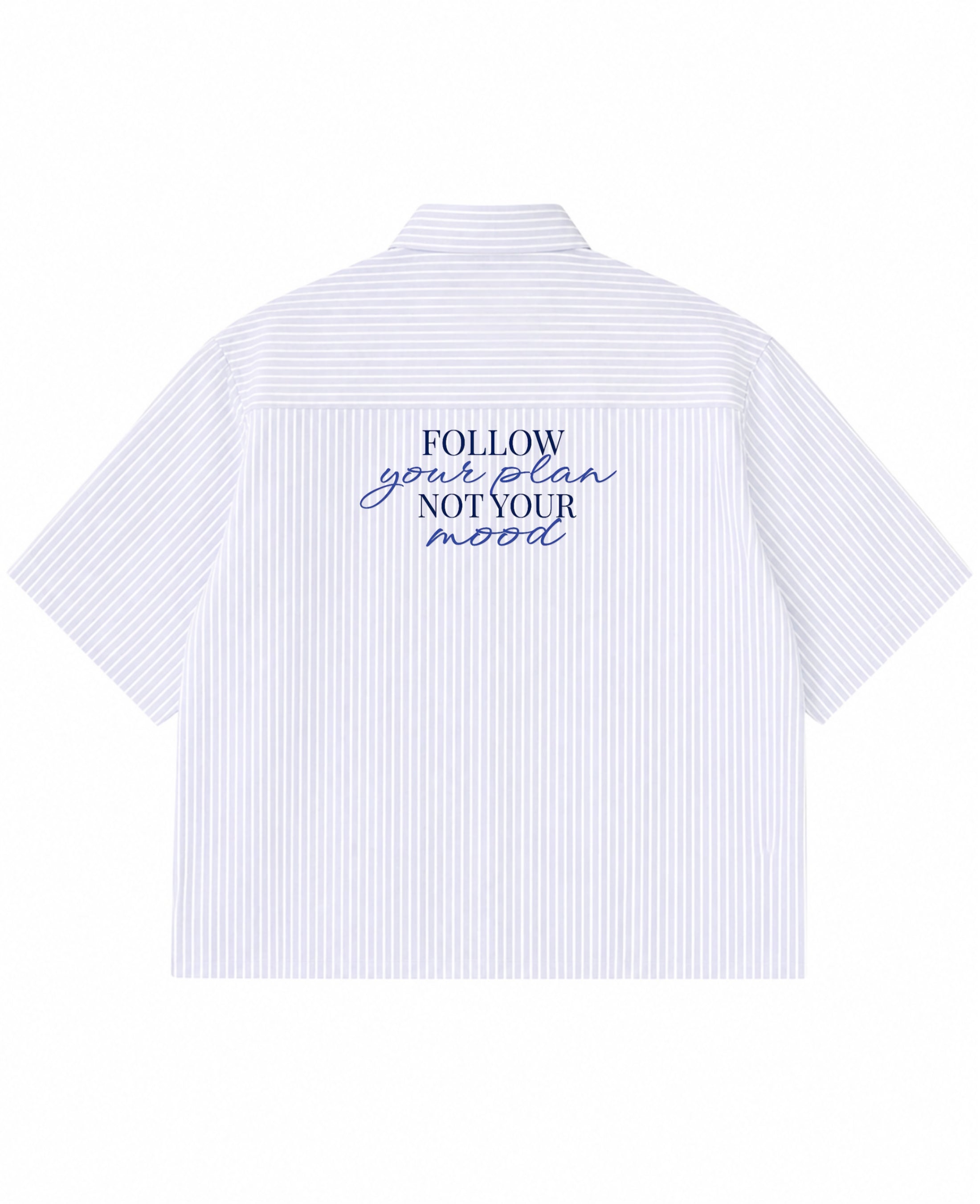 Blue Striped Oxford Boxy Shirt Back Design