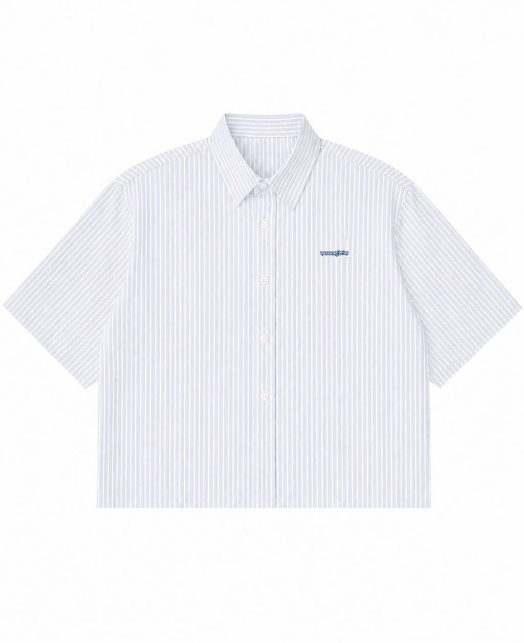 Blue Striped Oxford Boxy Shirt Front Design