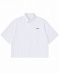 Blue Striped Oxford Boxy Shirt Front Design