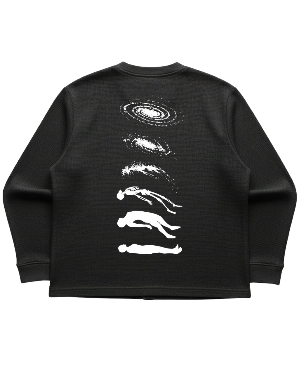 Black waffle knit oversized full-sleeve Back Design