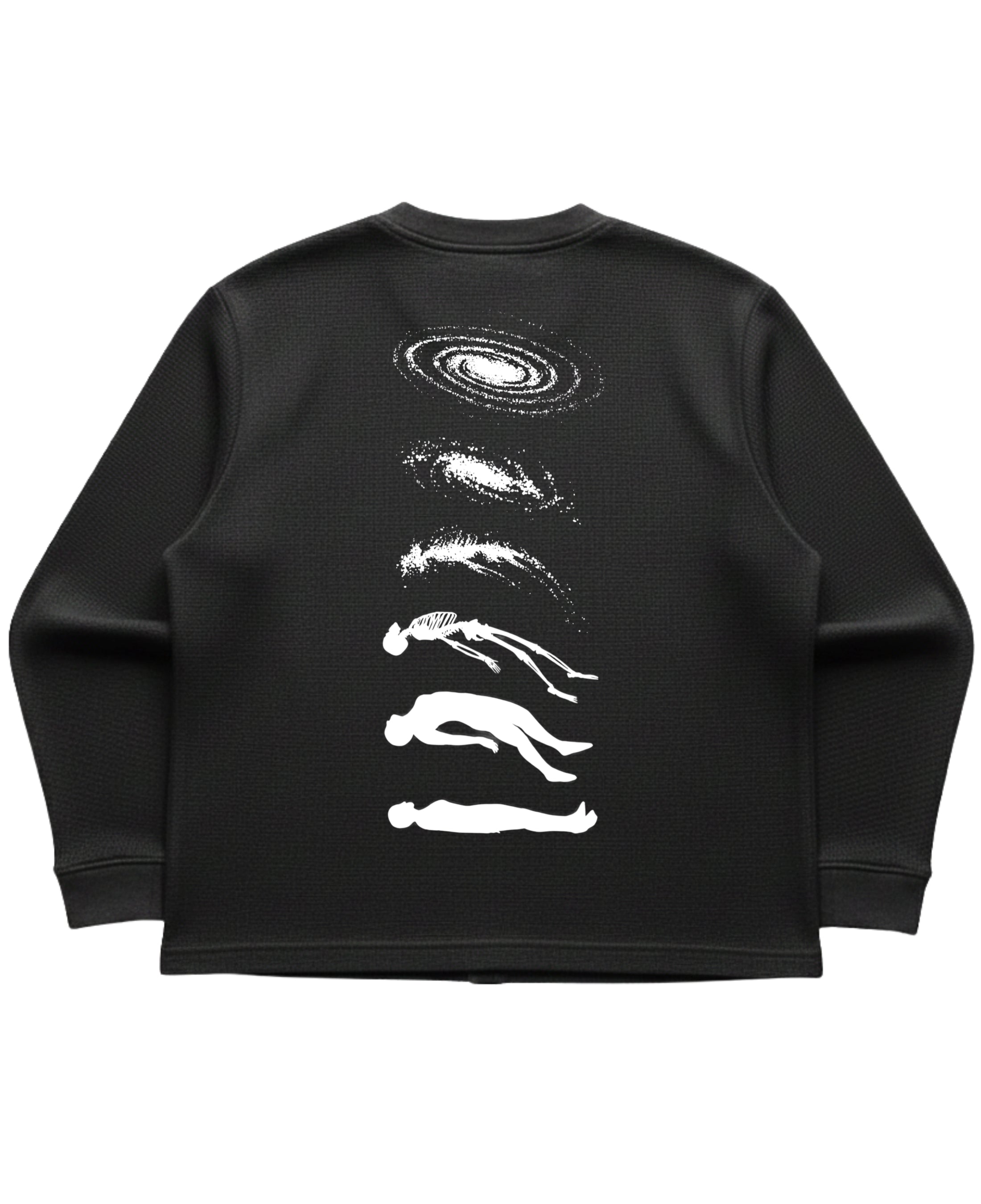 Black waffle knit oversized full-sleeve Back Design