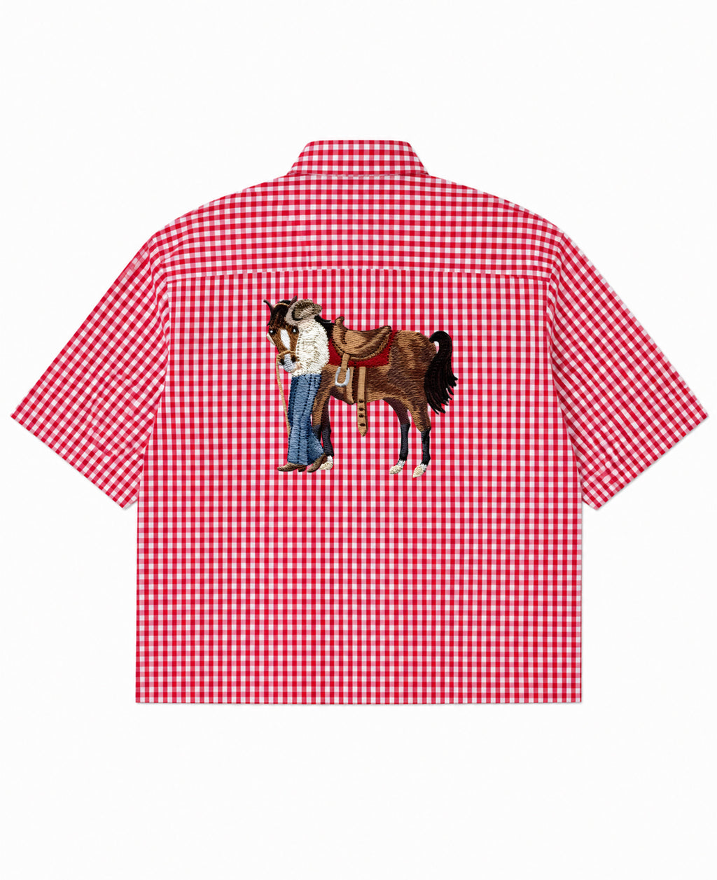 Red Picnic Oxford Boxy Shirt Back Design