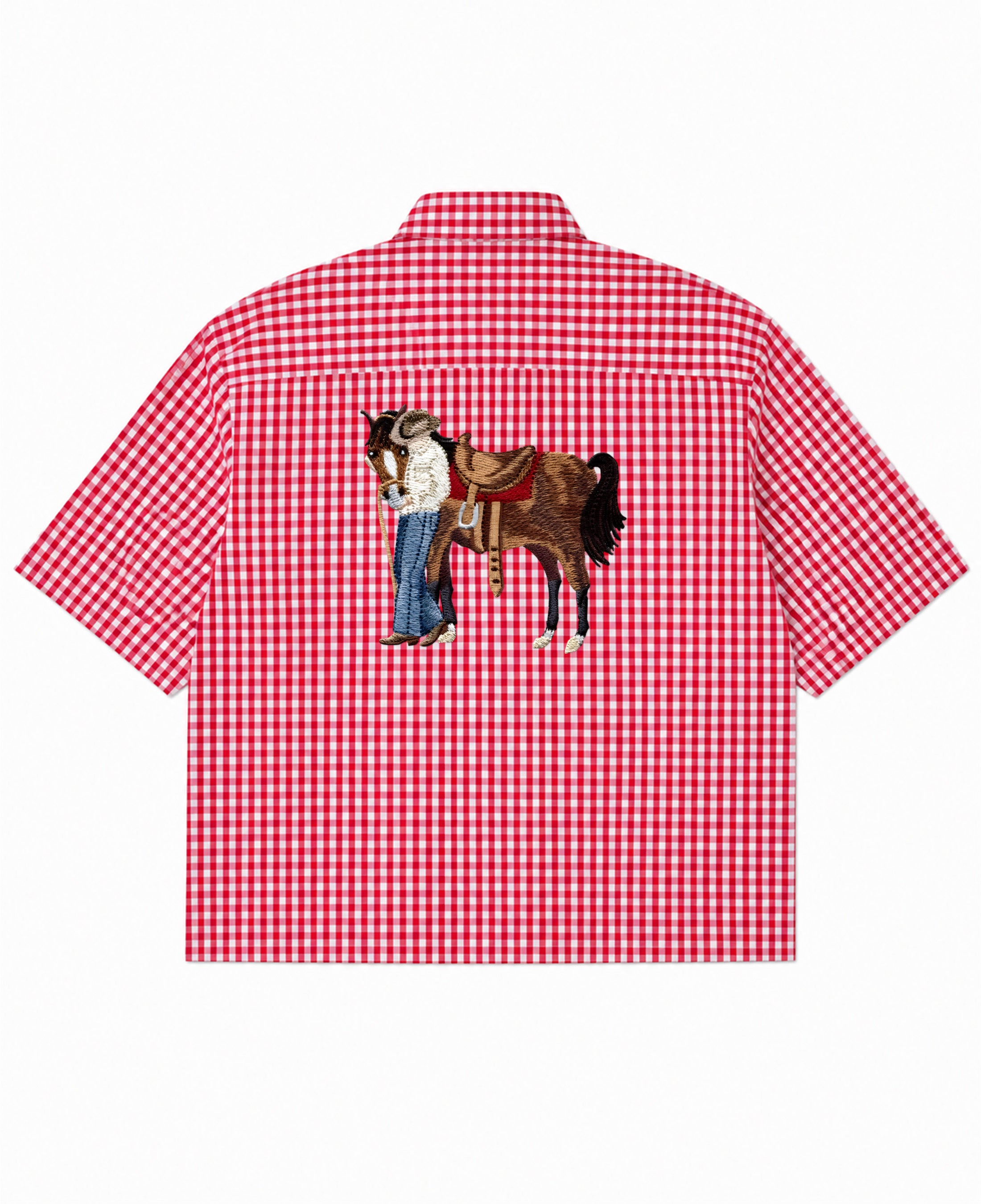 Red Picnic Oxford Boxy Shirt Back Design