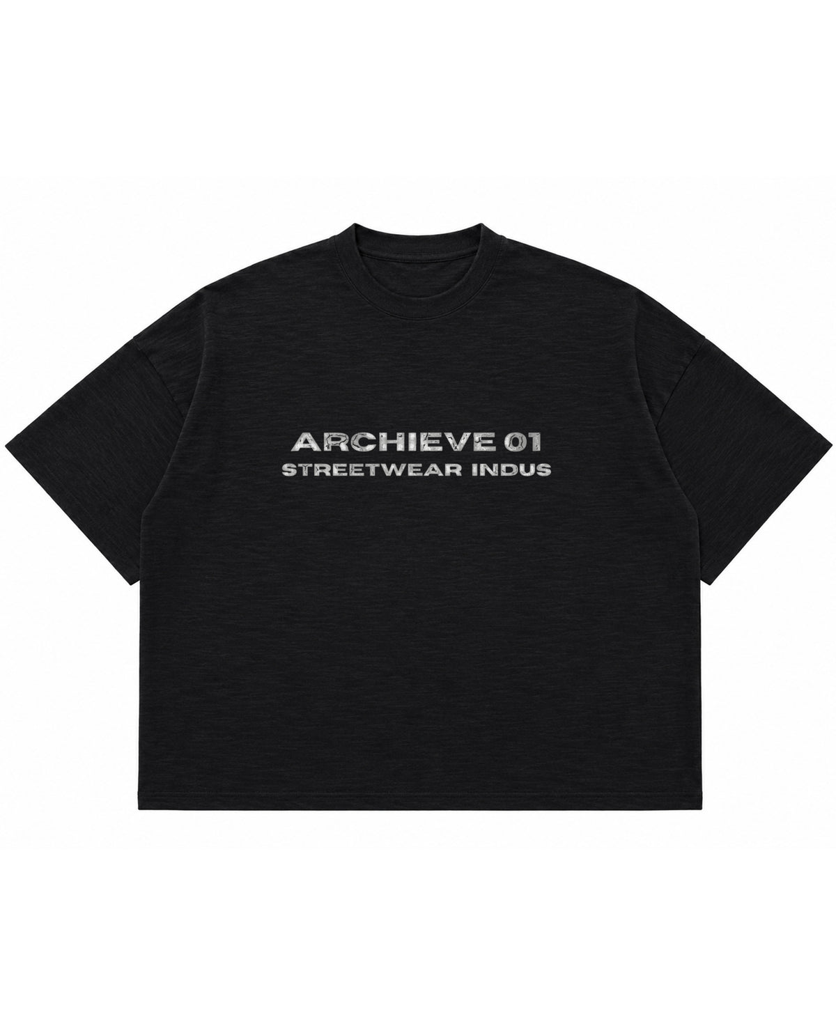 Graphite Boxy Slub tee Front Design
