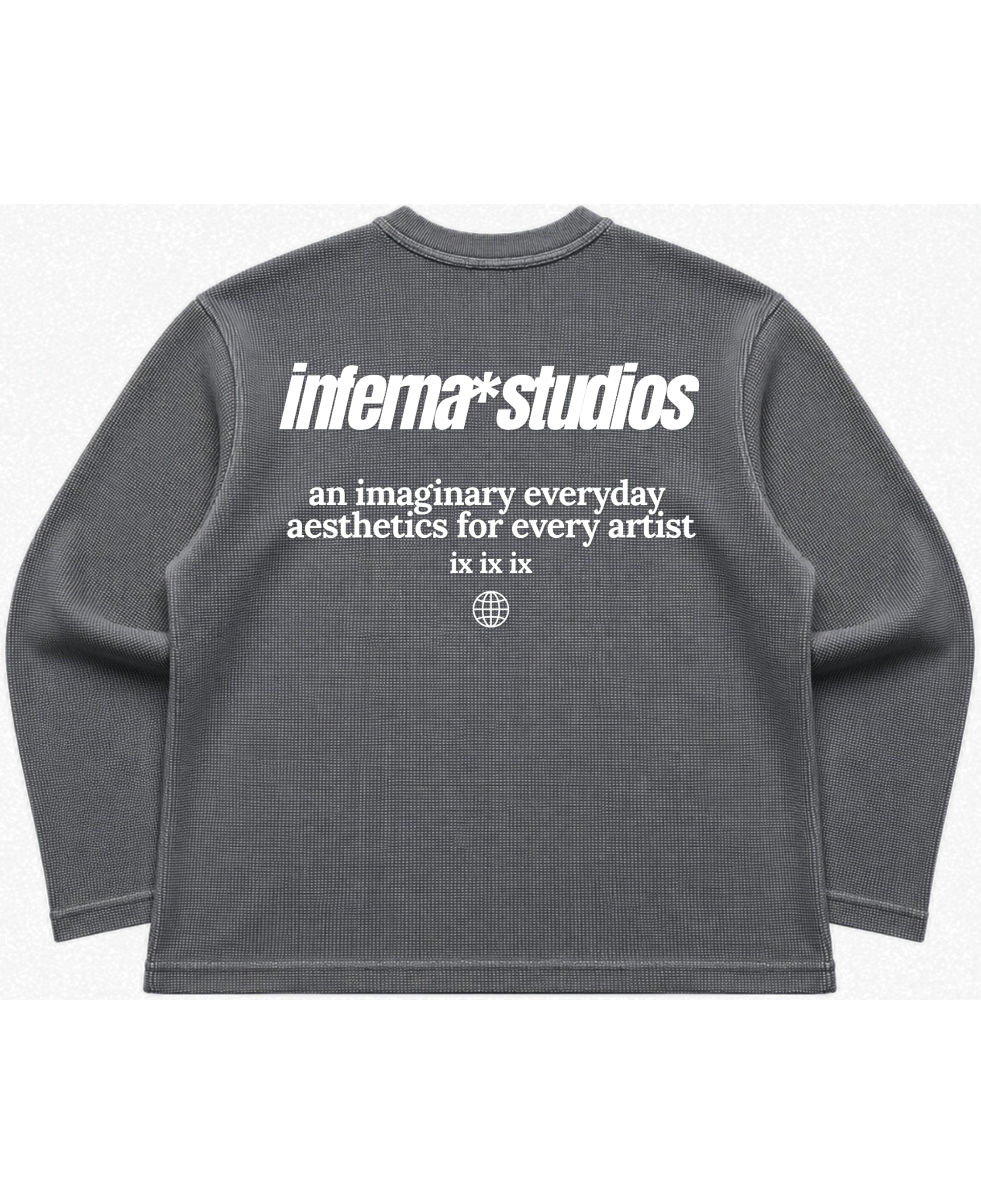 Acidwash waffle knit oversized full-sleeve Back Design