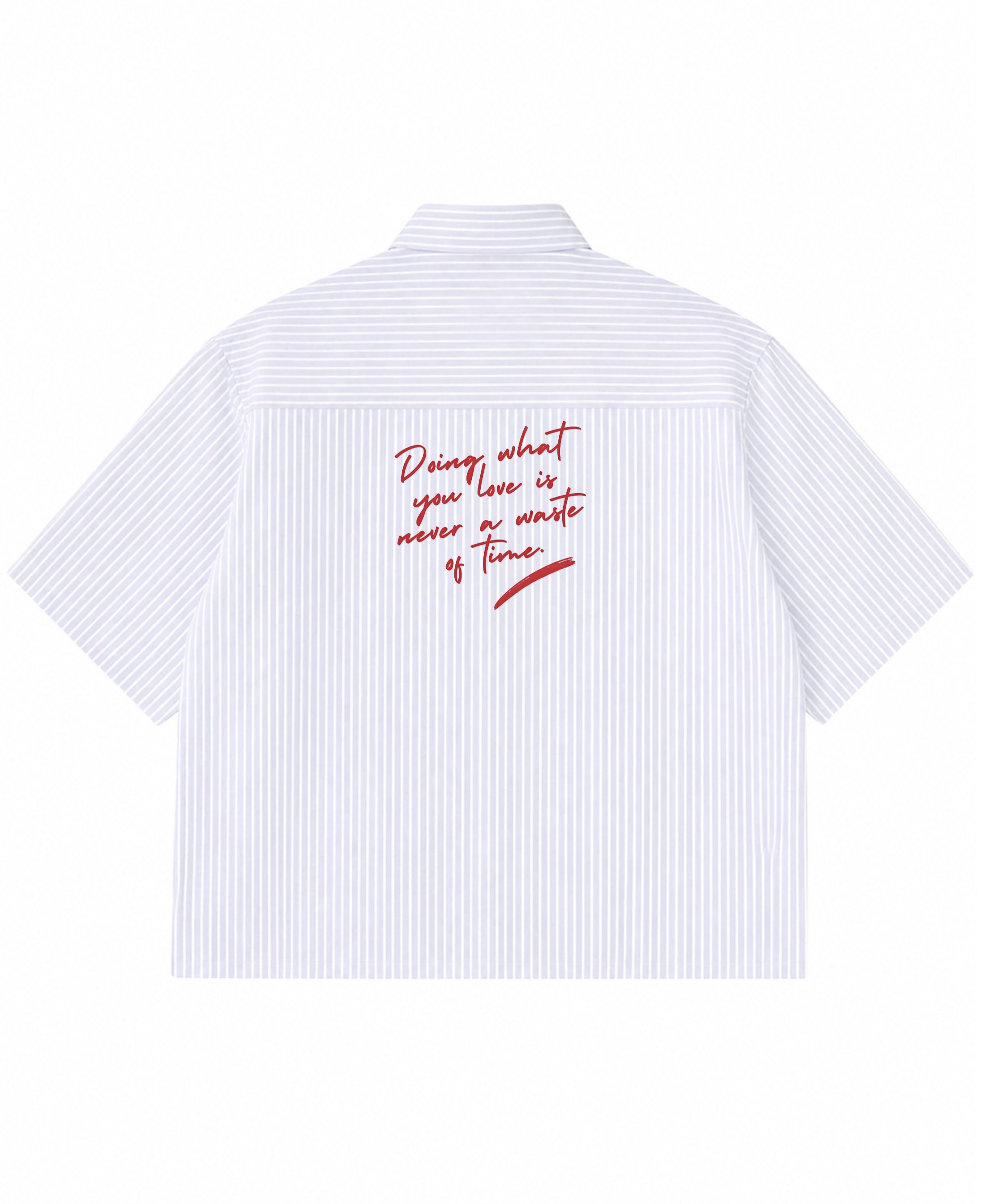 Blue Striped Oxford Boxy Shirt Back Design