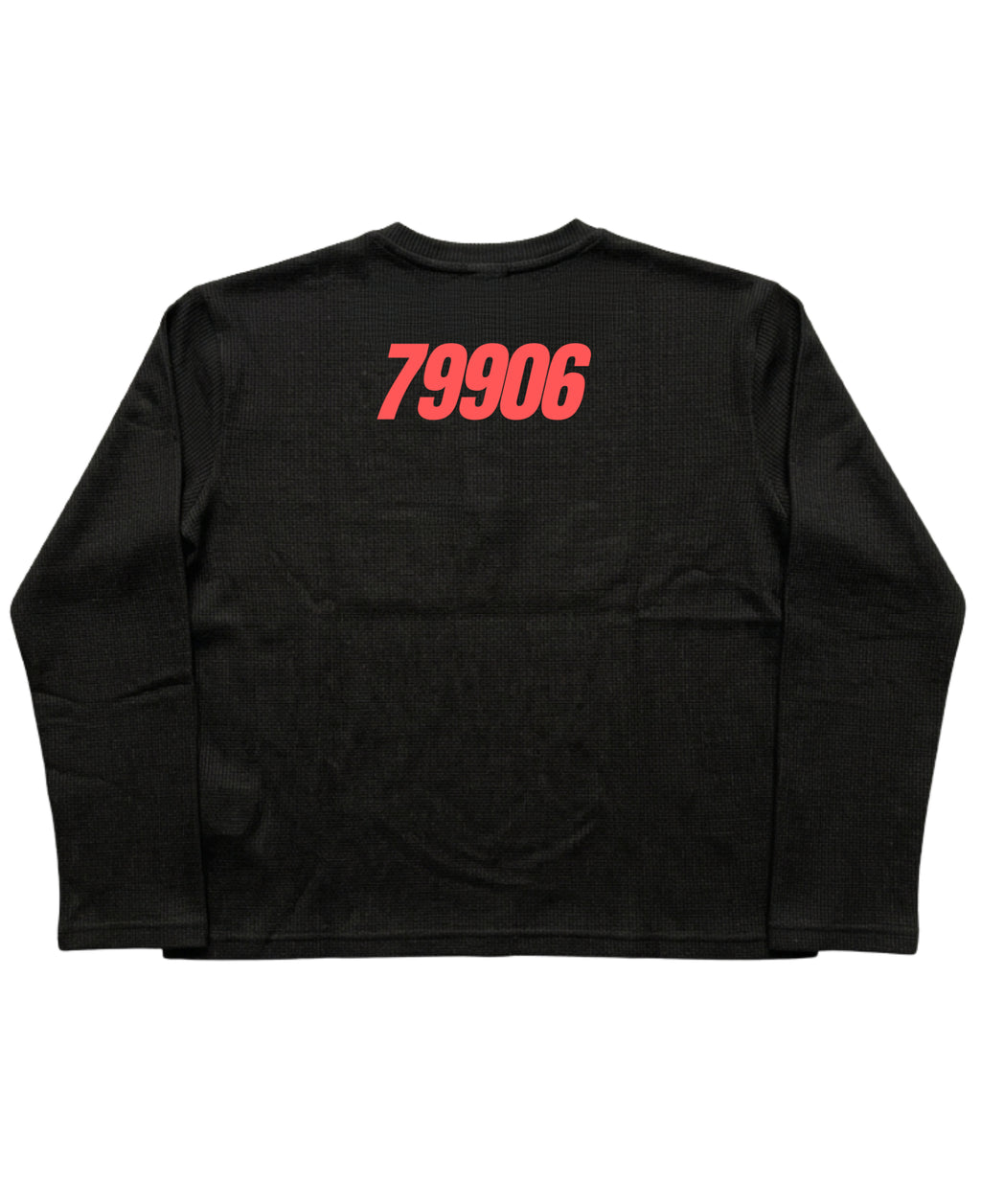 Black Henley waffle knit Back Design