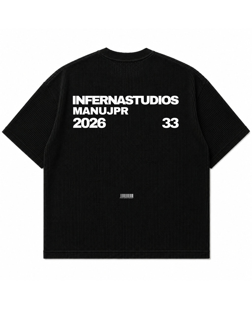 Black waffle boxy fit Back Design