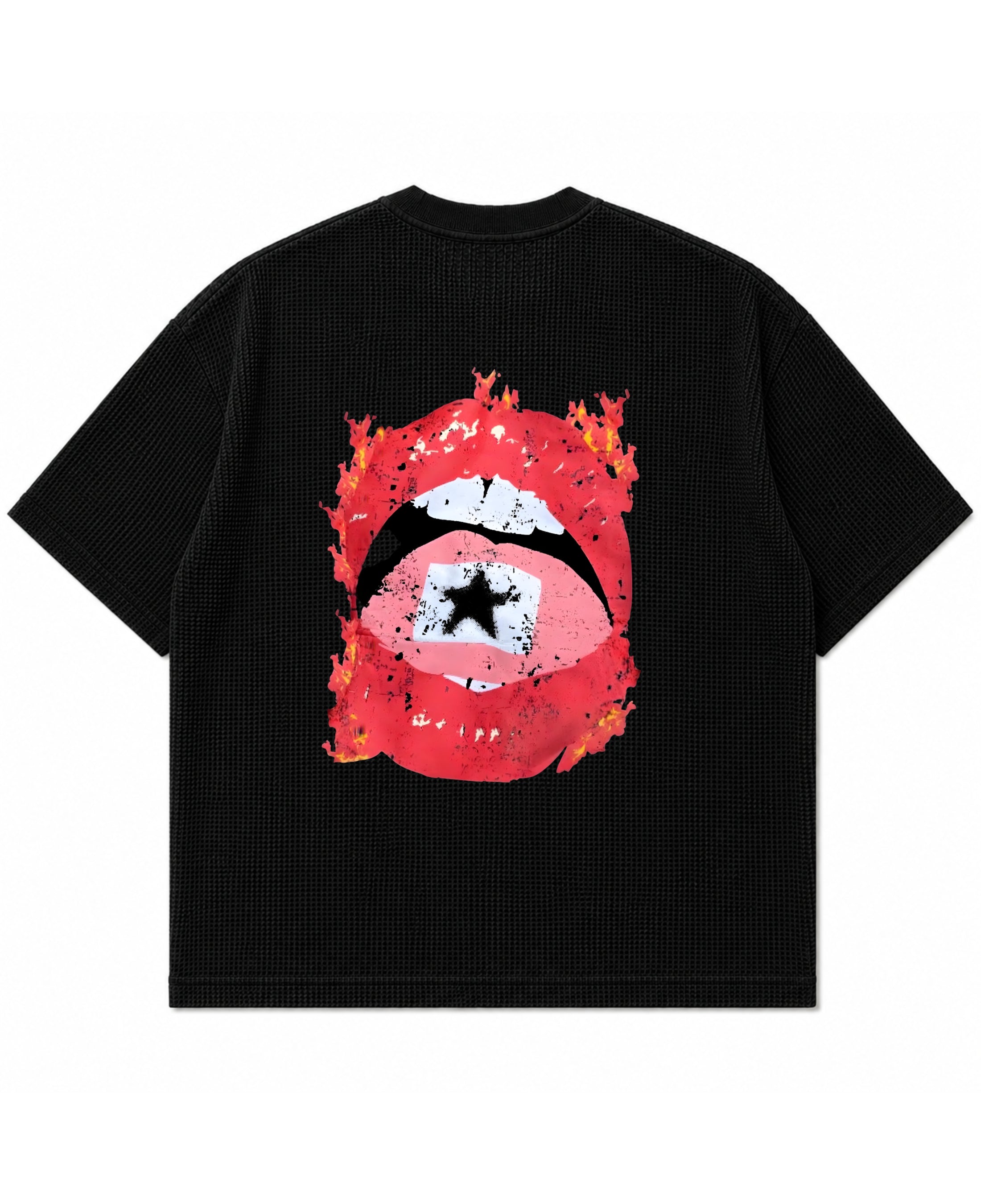 Black waffle boxy fit Back Design