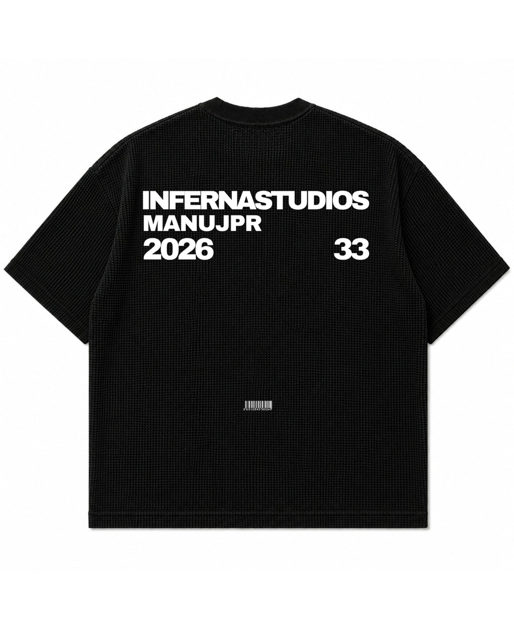 Black waffle boxy fit Back Design