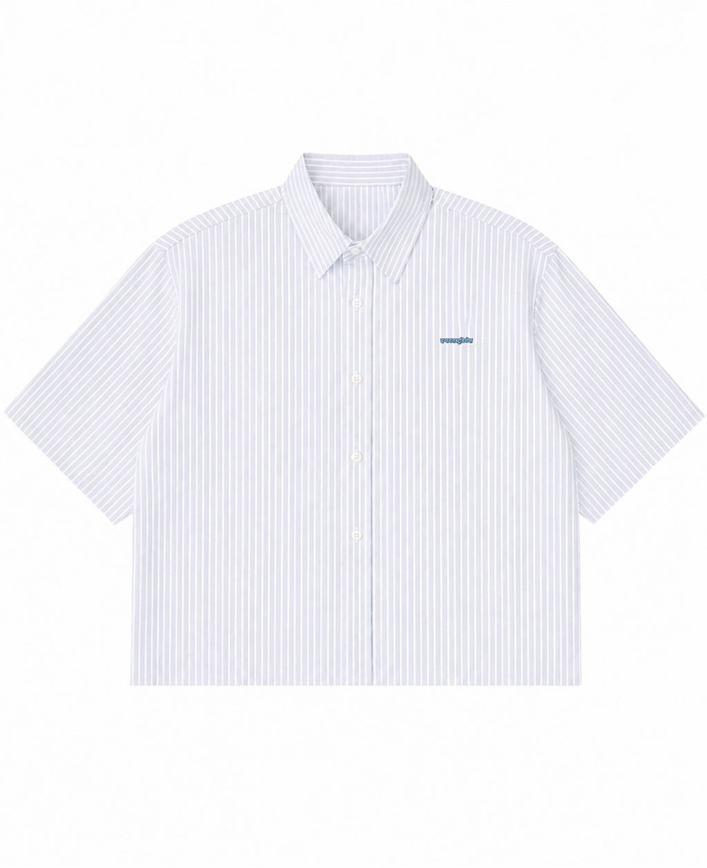 Blue Striped Oxford Boxy Shirt Front Design