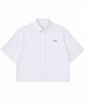 Blue Striped Oxford Boxy Shirt Front Design