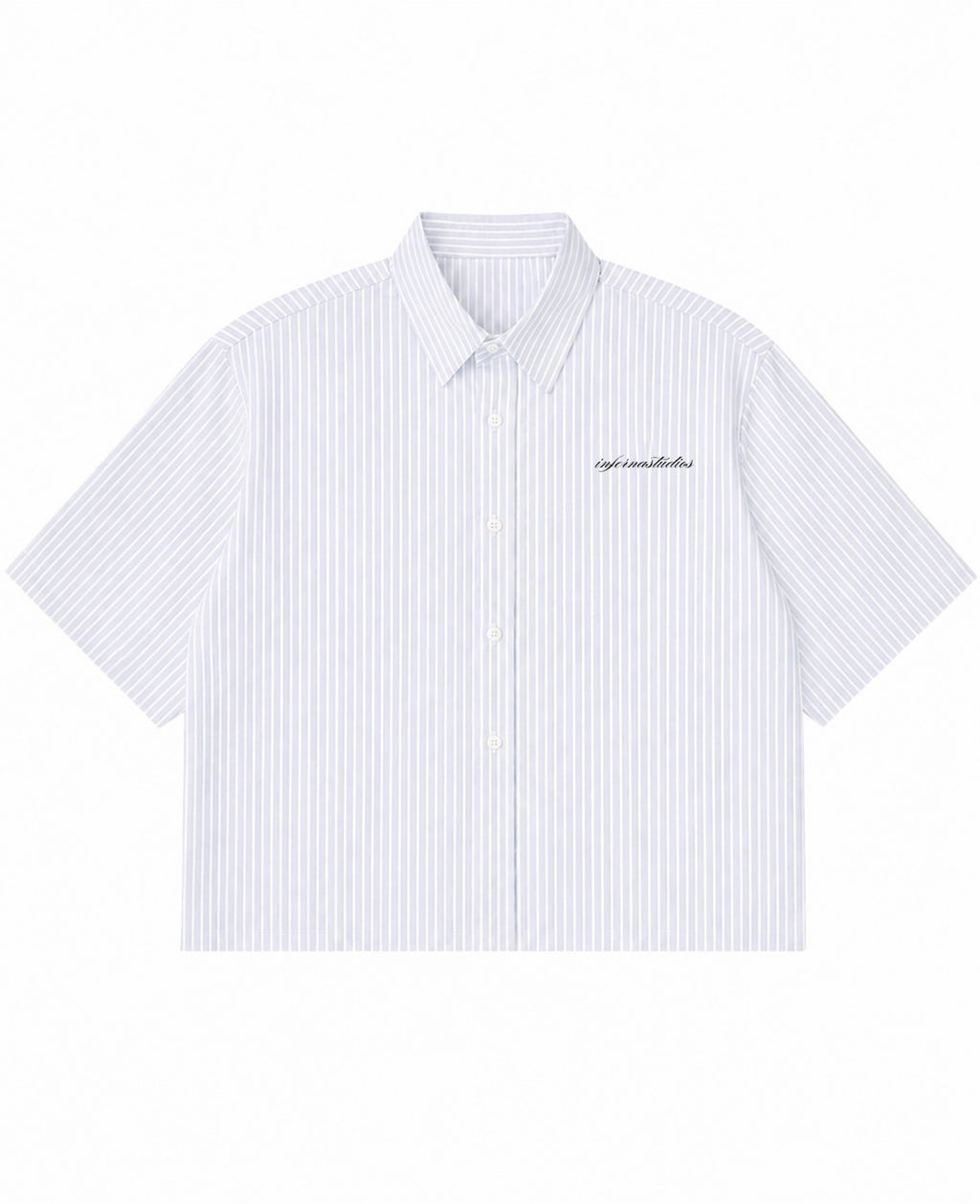 Blue Striped Oxford Boxy Shirt Front Design