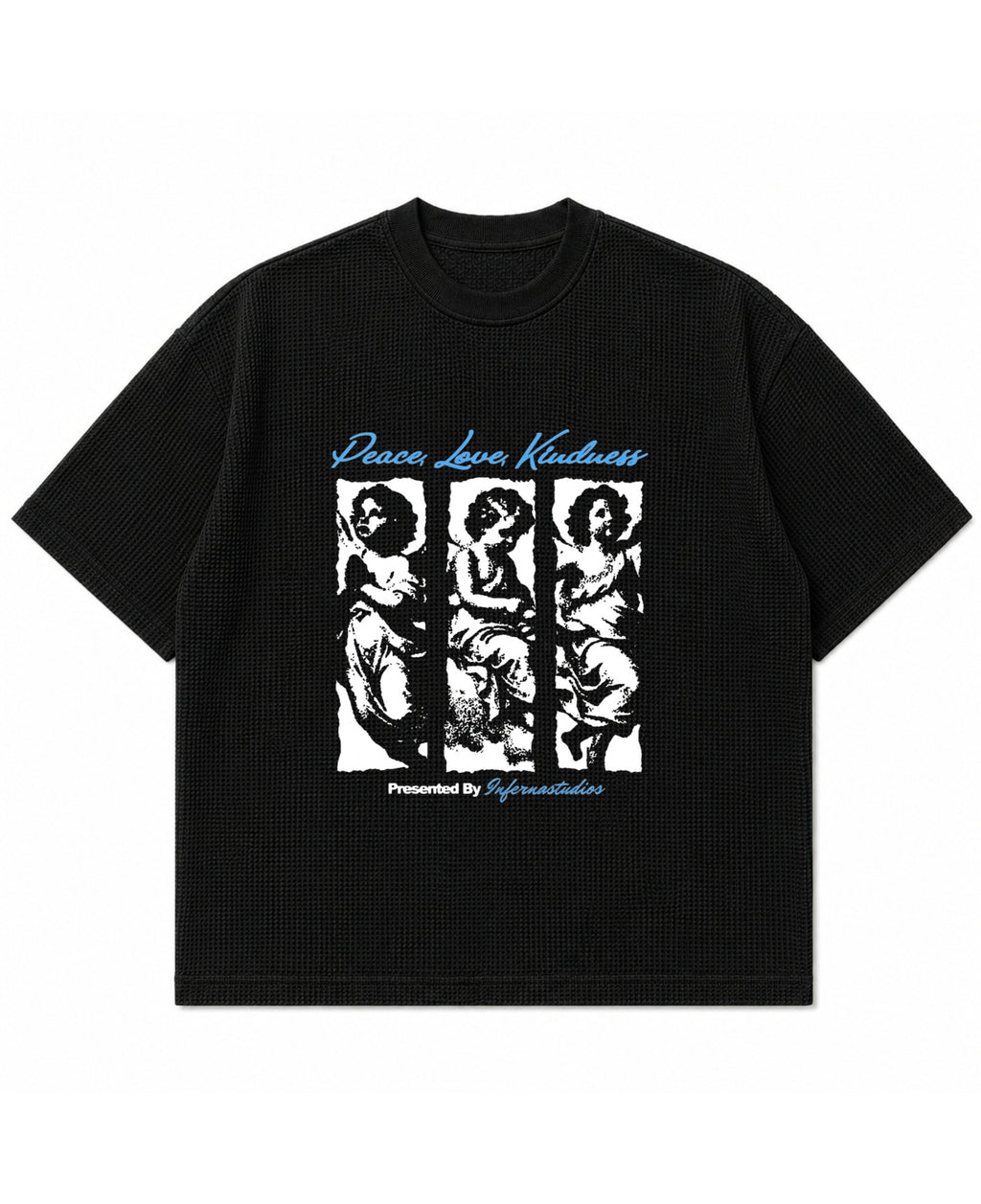 Black waffle boxy fit Front Design