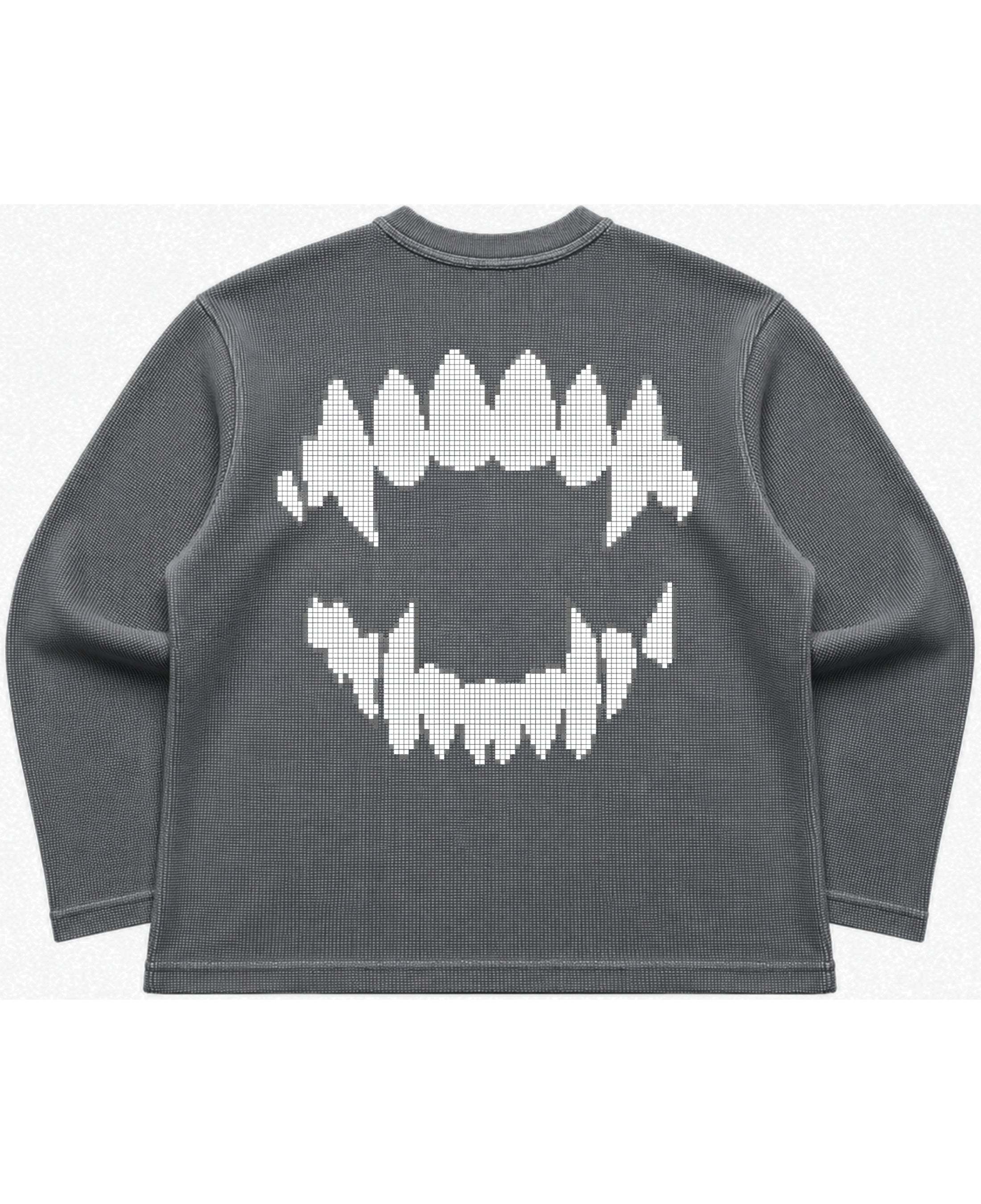 Acidwash waffle knit oversized full-sleeve Back Design
