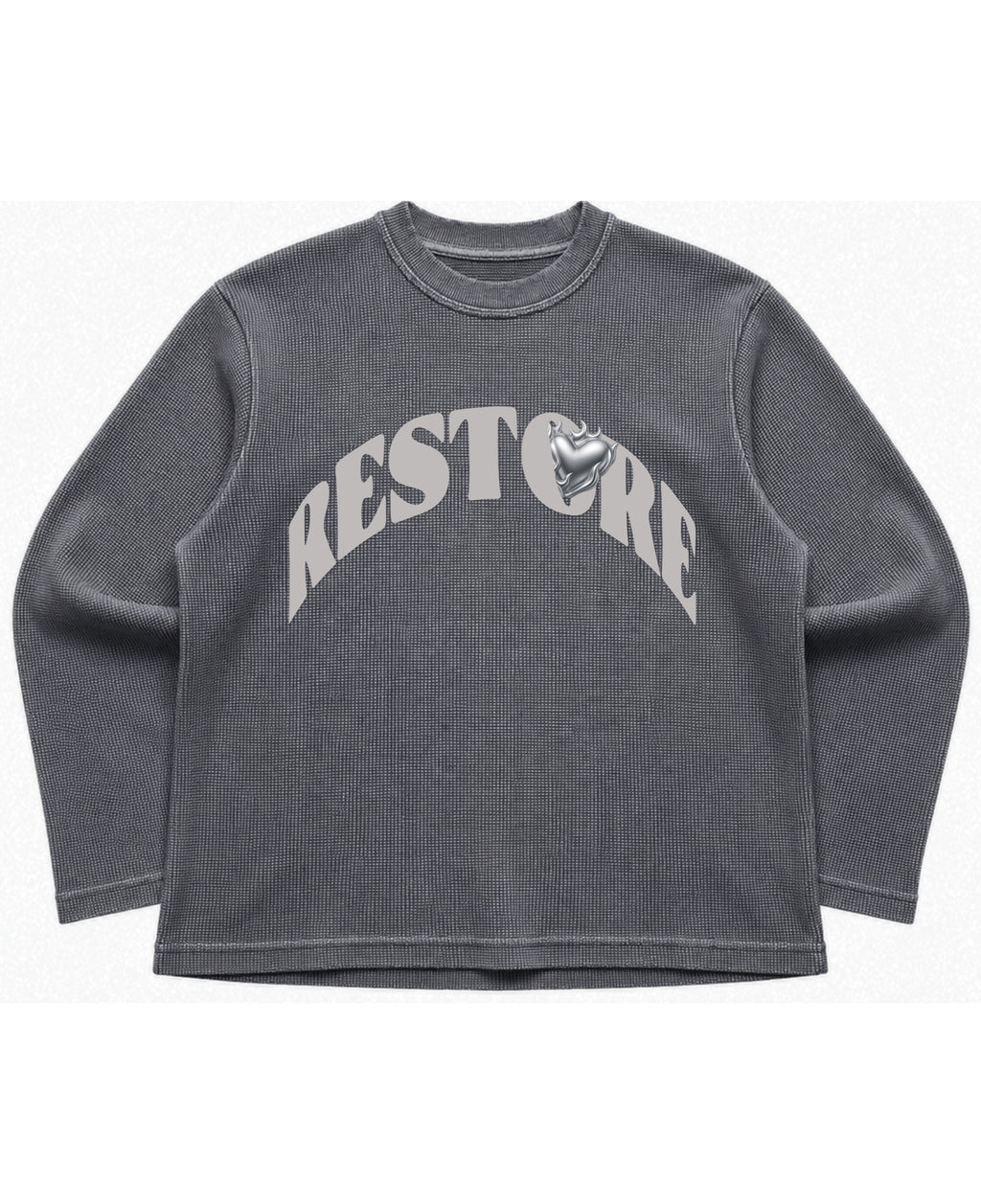 Acidwash waffle knit oversized full-sleeve Front Design