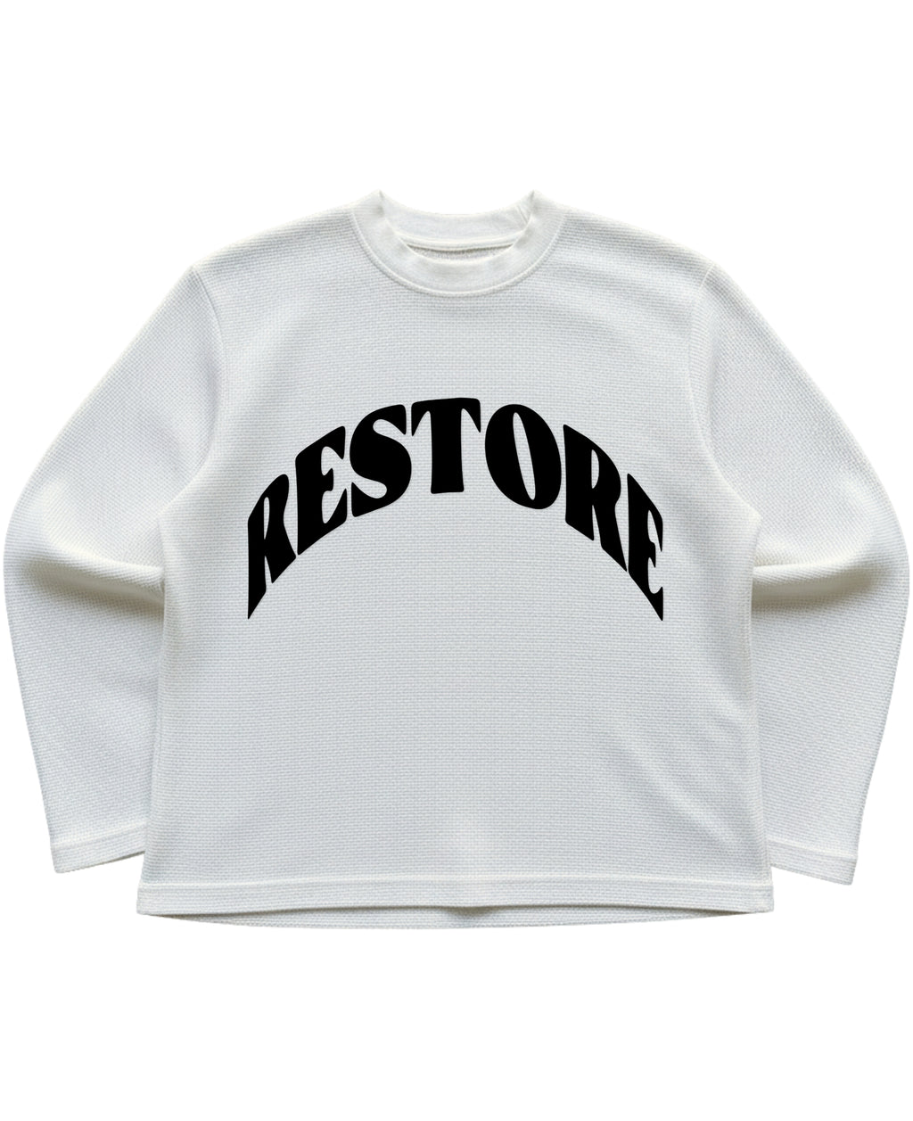 Off-white waffle knit oversized full-sleeve Front Design