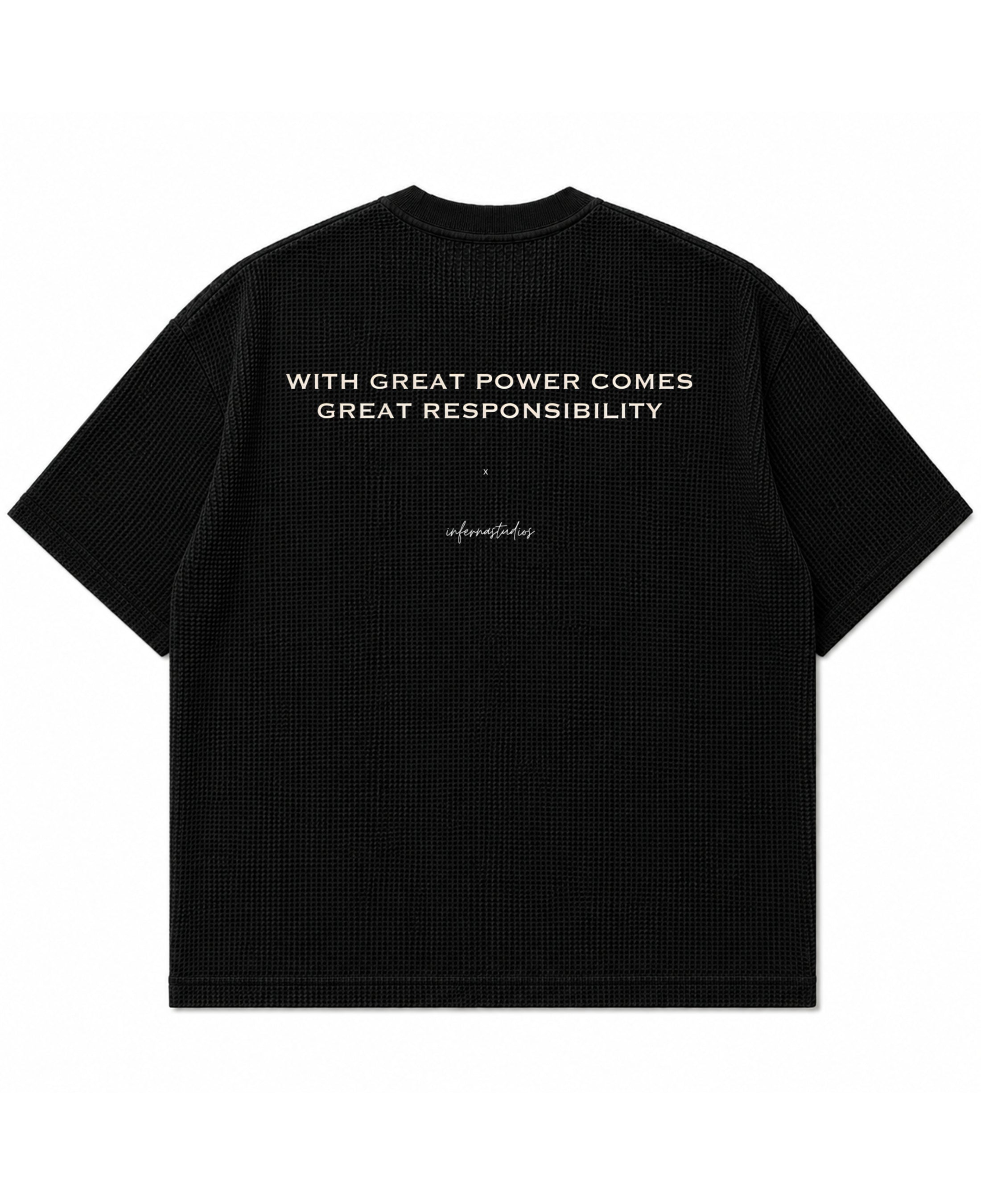 Black waffle boxy fit Back Design