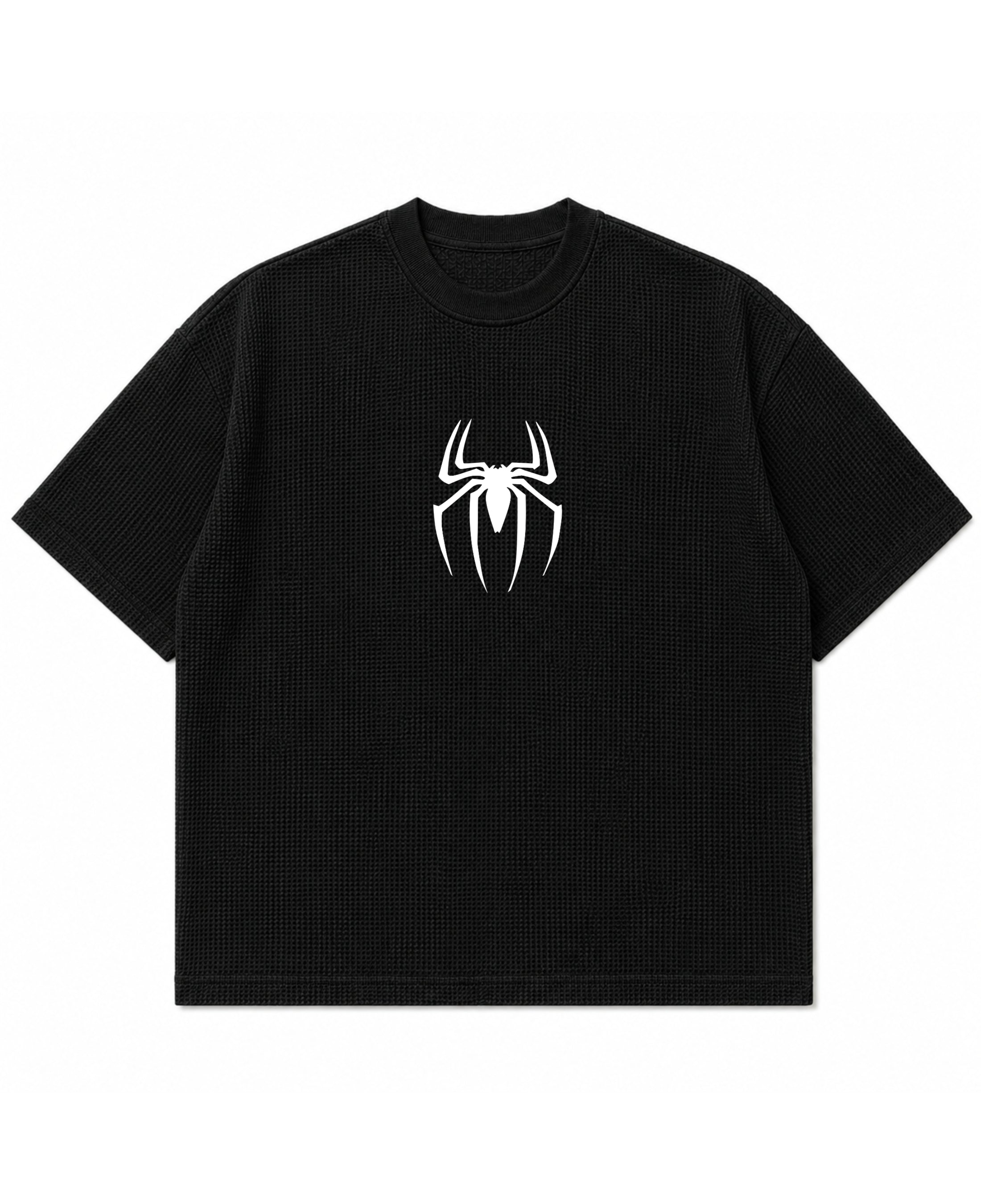 Black waffle boxy fit Front Design