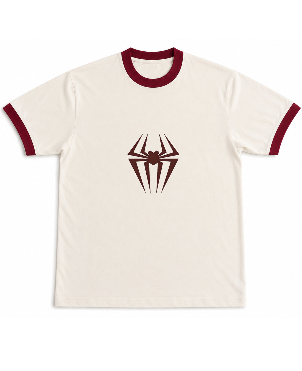 Off White & Maroon Ringer tee Front Design