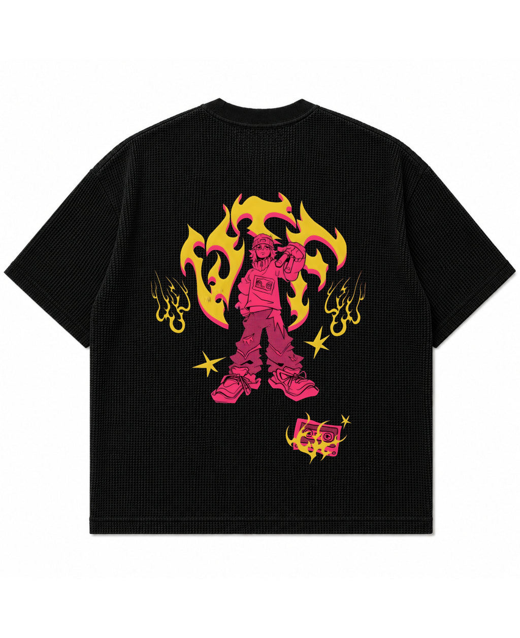 Black waffle boxy fit Back Design