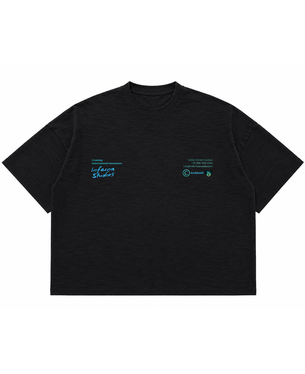 Graphite Boxy Slub tee Front Design