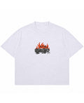 Dusty White Boxy Slub tee Front Design