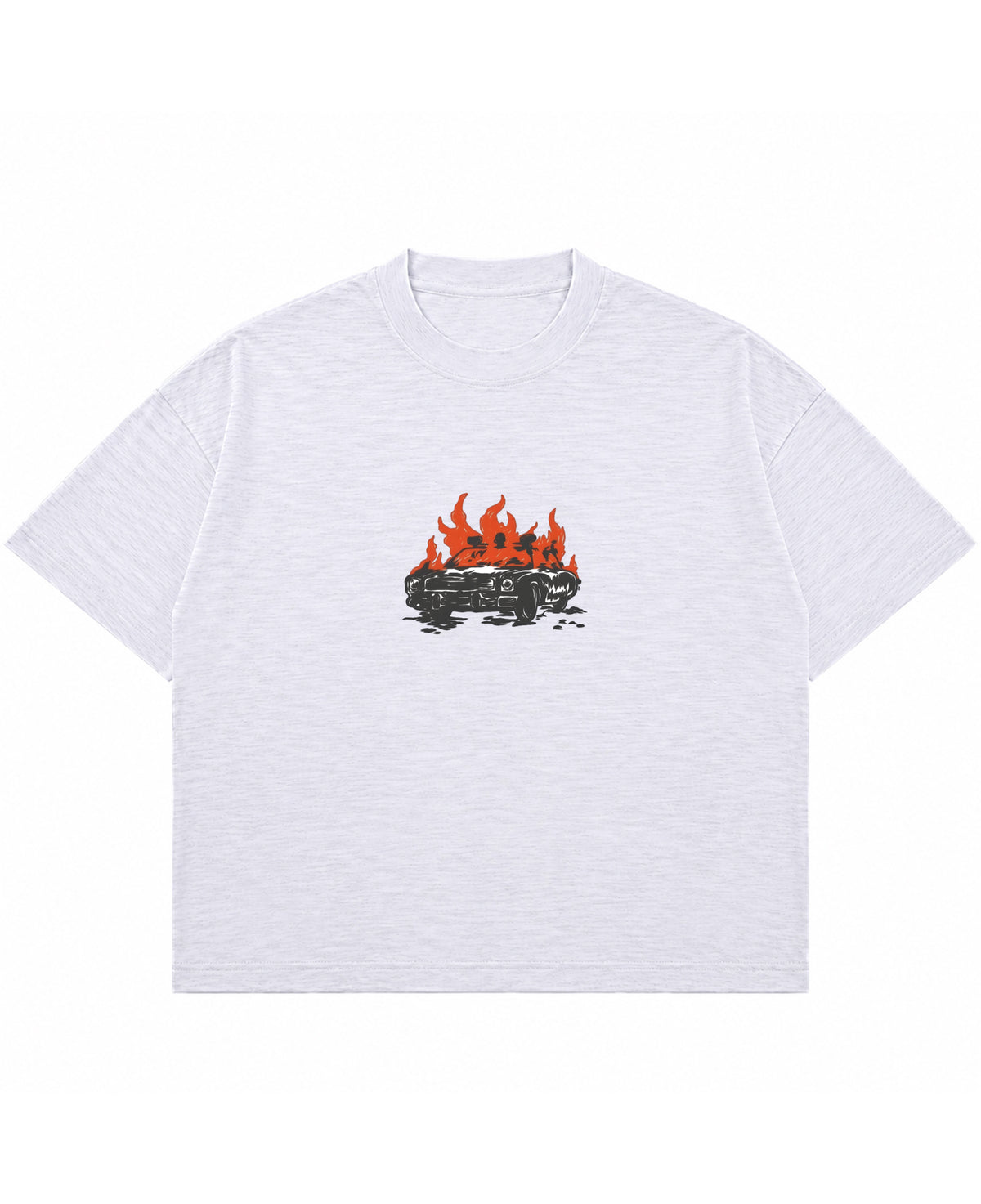 Dusty White Boxy Slub tee Front Design