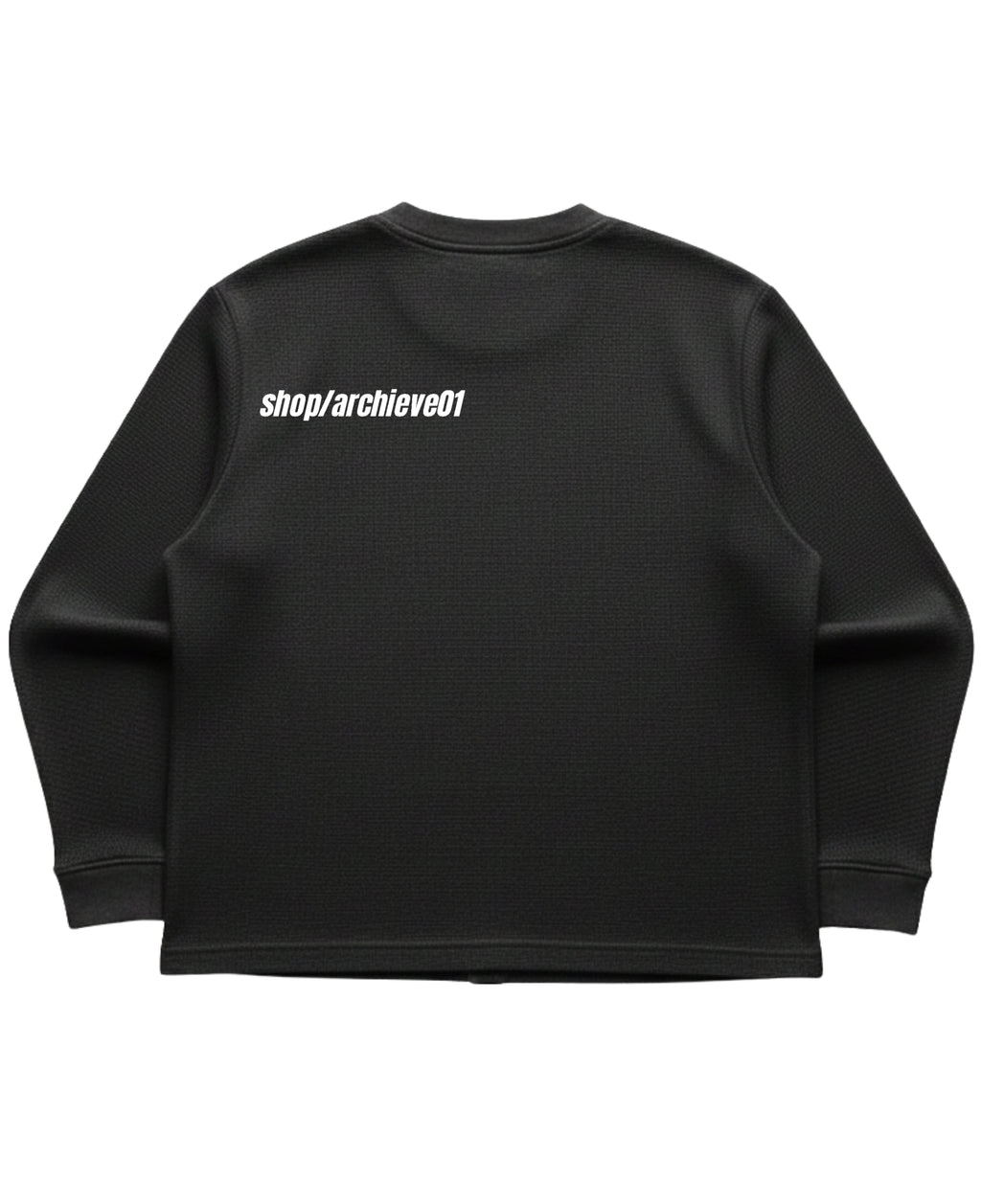 Black waffle knit oversized full-sleeve Back Design