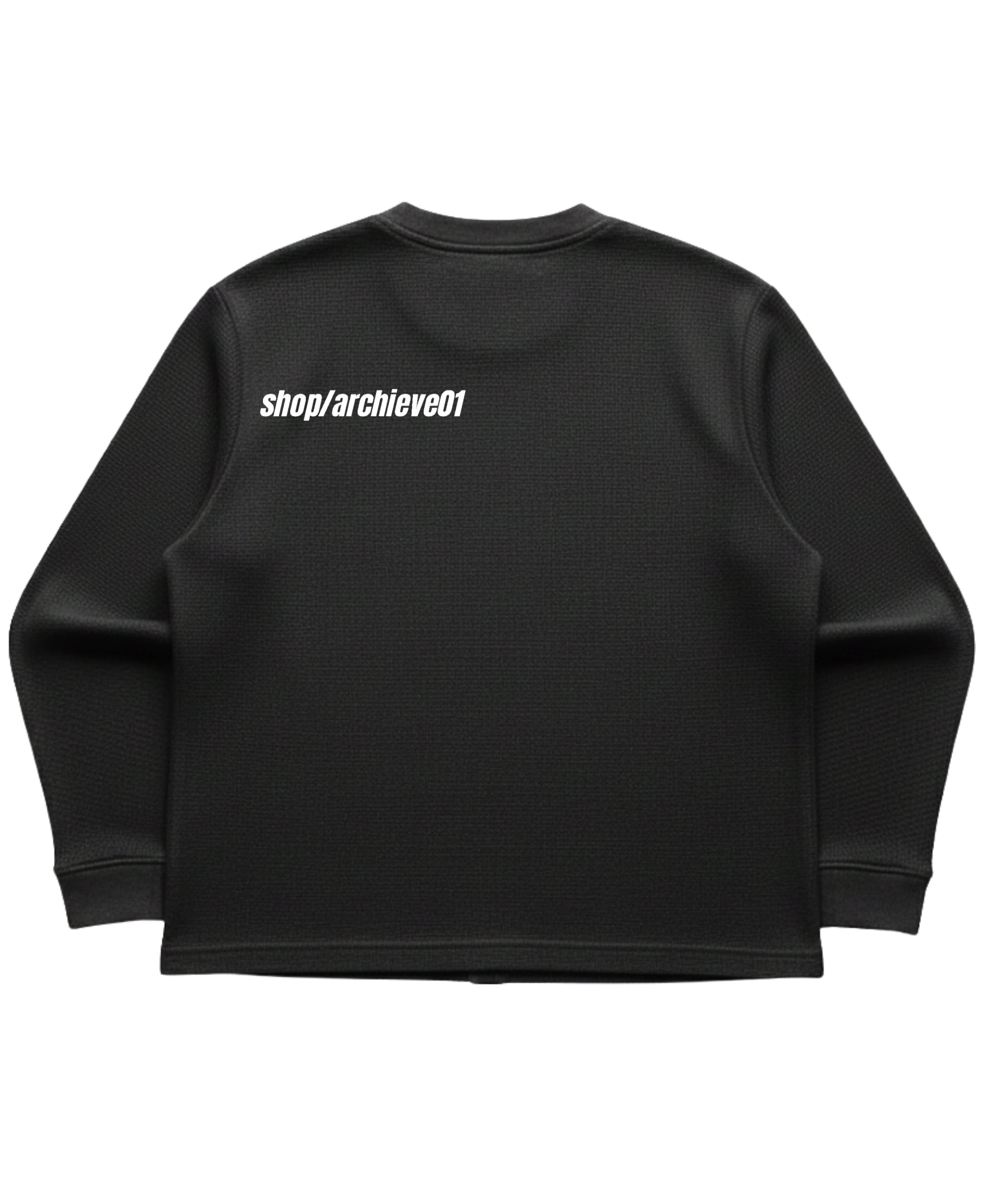 Black waffle knit oversized full-sleeve Back Design